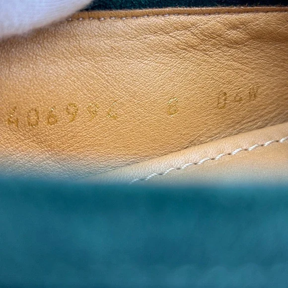 Gucci Jordaan Green Suede Horsebit Loafers - Picture 9 of 12